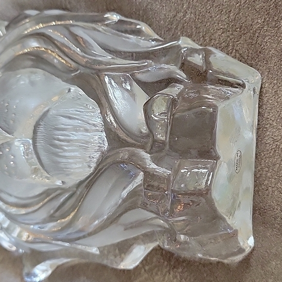 Vtg Heavy Clear Glass Crystal Carved Lion with Gold Accent Bookend - Picture 3 of 7